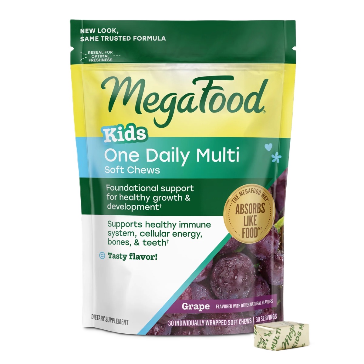 MegaFood AT Kids One Daily Multivitamin Soft Chews - Traubengeschmack 30 chews