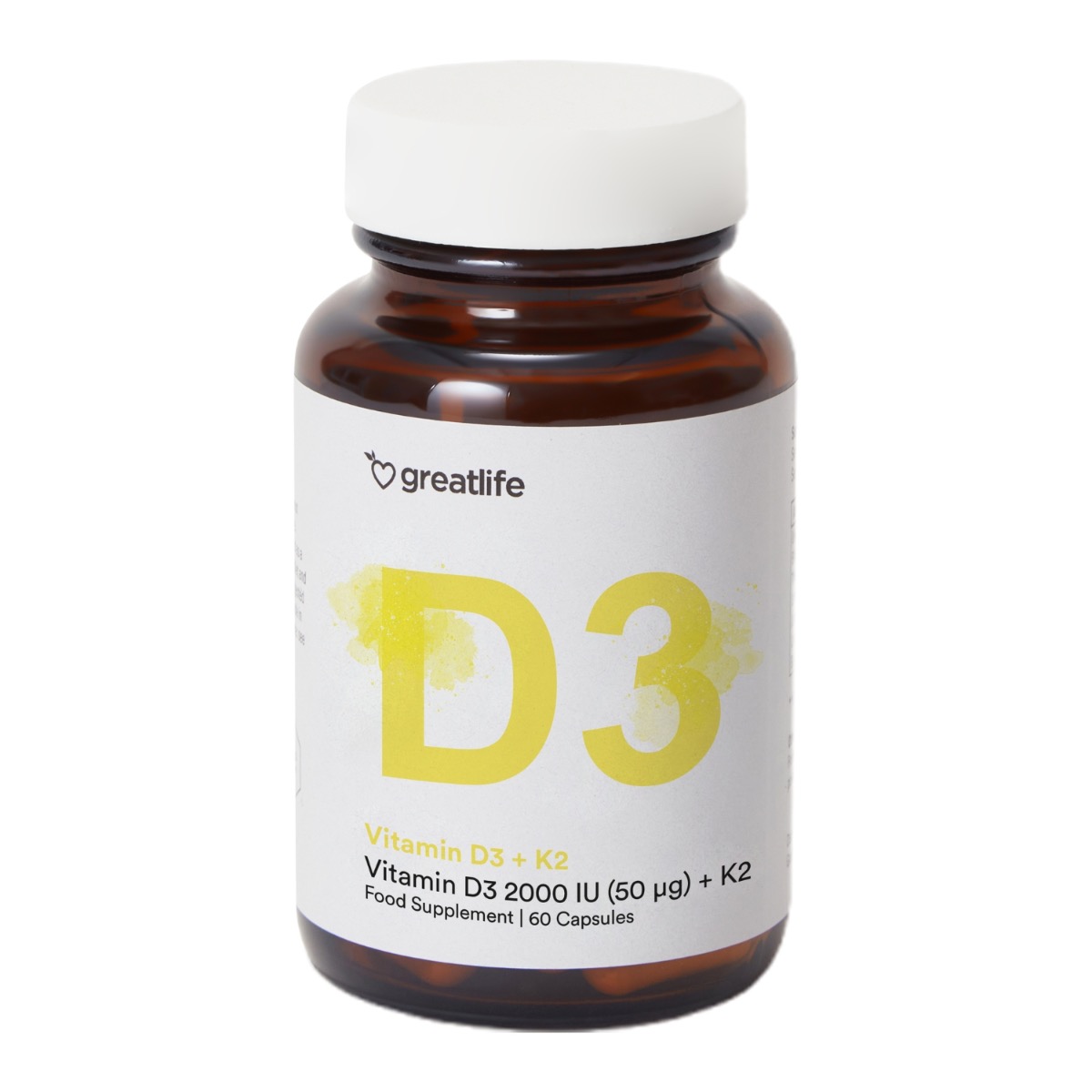 Greatlife Vitamin D3 2000 IE + K2 MK7 60 Kapseln